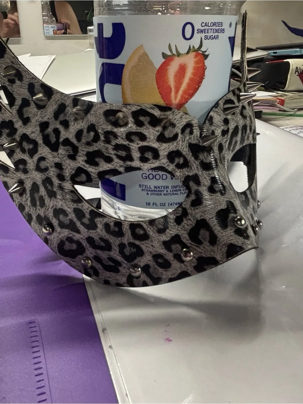 Leopard Print Studded Eye Mask - Women Accessories